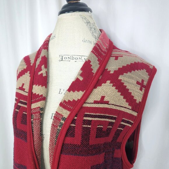 Vintage Silverado Native Vest Medium Red Knit - Picture 2 of 8